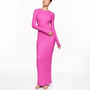 SKIMS Metallic Pink Bodycon Maxi Dress Size M